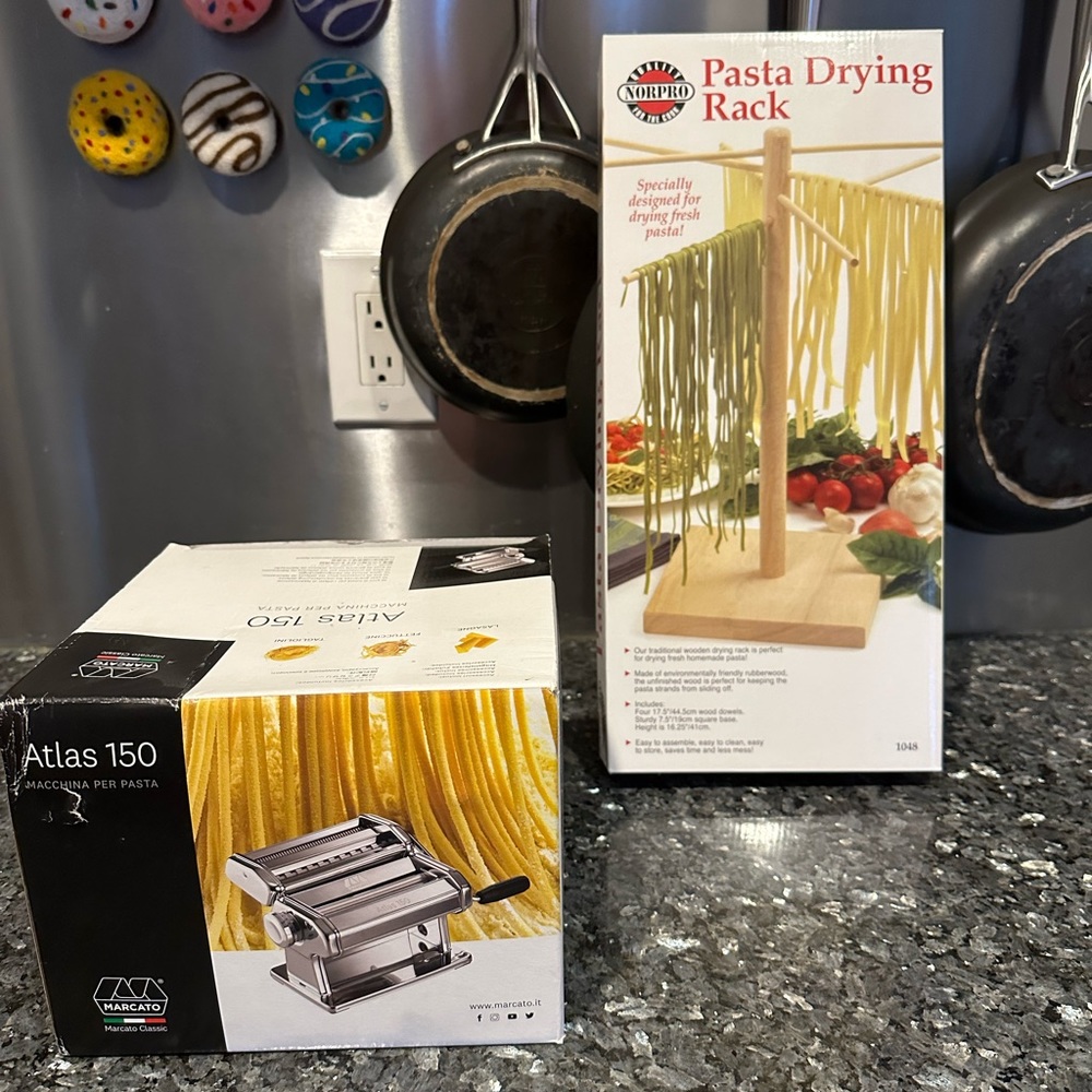 BNIB - Altas 150 Pasta Machine and NorPro Pasta Drying Rack